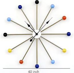 الأناقة الخالدة: ساعة جدار معدنية كبيرة تبلغ 40 بوصة - ديكور متعدد الألوان لغرفة المعيشة والمنزل والمكتب