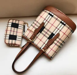 Borsa a secchiello firmata scozzese stile classico Borsa a tracolla Portafoglio Borse a tracolla stile coreano da donna Pochette Borsa a mano retrò da donna paghi uno prendi uno gratis