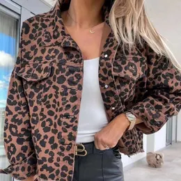 2024 nova jaqueta jeans leopardo na moda lavada velha borla jaqueta jeans feminina