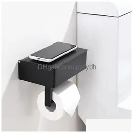 Toilet Paper Holders Holder Stainless Steel No Drilling Wall Mount Wc Phone Shelf Towel Roll Bathroom Accessories 230603 Drop Delive Dhzl1