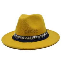 Wide Brim Hats Bucket Hats oZyc Winter men Wide Brim Wool Felt Jazz Fedora Hats For Men Women British Classic Trilby Party Formal Panama Cap Floppy zln240222