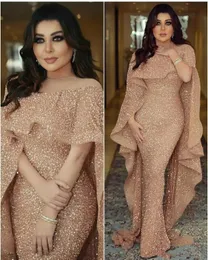 Luxo sereia árabe longo vestidos de noite mãe da noiva vestido jóia pescoço lantejoulas até o chão médio oriente baile formal festa vestidos de baile