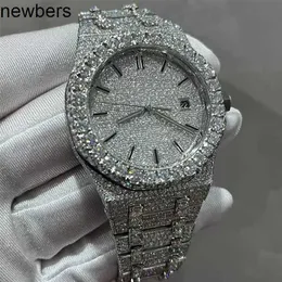 Luxury Men Ap Diamond Diamonds Watch Pass Test Quartz Movement vvs Iced Out Sapphire Vvs Moissanite Automatic Silver Test Top Quality 904l Stainless Steel Out Sa