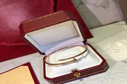 Mode kvinnor par designer present nagel armband bling diamant kärlek rostfritt stål manschett armband ingen blekning design smycken1681403