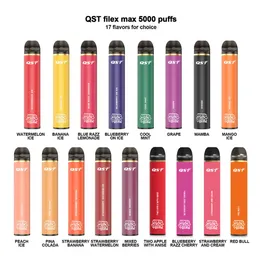 100% autentyczne QST Filex Max Puff 5000 Urządzenie do dyspozycji Vape 13 kolorów 1000 mAh Bateria 12 ml