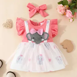 Girl Dresses 0-18M Baby Bodysuit Sleeve Faux-Two Tulle Party Romper Toddler Elegant Dress For Girls Born Clothes
