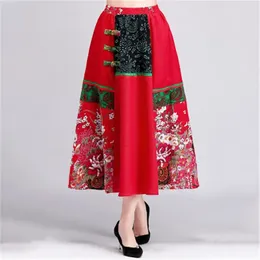 Skirts Faldas Mujer Moda 2024 Summer Elegant Vintage Print A-Line Indie Folk Cotton Linen Harajuku Ethnic Fashion Womens