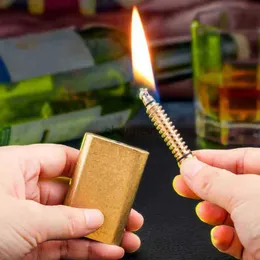 Lighters Original Pure Copper Match Retro Kerosene Oil Cigarettes Lighter Pull Ignition Fire Mens Smoking Tool Gift Gadget for Man YQ240222