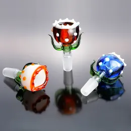 Tigela de tabaco de vidro de qualidade por atacado estilo flor 14mm 18mm alça conjunta masculina slide tigela acessórios para bongs tubos de água tigelas personalizadas para fumar