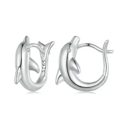 Orecchini WOSTU Orecchini originali delfino per donna Orecchini pendenti con animali fortunati in argento sterling massiccio 925 Gioielli per feste Regalo di compleanno per ragazza