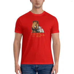 Topy z czołgami męskimi werset biblijny Izajasz 11: 6 Lew będzie mieszkać z jagnięciny klasyczny koszulka vintage t-shirt koszulka potu