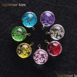 Charms Creative Design Glass Dired Flower Ball Shape Pendant For Necklace Earring Colorf Transparent Charm Diy Jewelry Drop Delivery J Dhqok