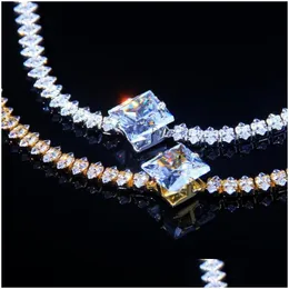 Tennis CZ Tinnis Bracelets For Women Bling Out Out Out Square Cubic Zirconia Charm Bransoletka Banles Fashion 1 Row Hip Hop Jewelry Dhaxn