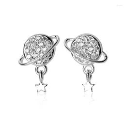 Stud Küpe Mloveacc Authentic 925 STERLING Gümüş Clear Cz Aydınlık Yıldız Kulak Kadınlar için Kız Hediyeleri Takı