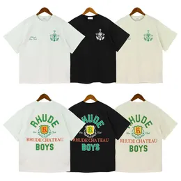 Rhude-T-Shirt Sommer-Logo-Monogramm-Druck-Designer-T-Shirt Männer High-Street-Mode vielseitige Rundhals-T-Shirts Unisex-Übergrößenmantel der Modemarke im amerikanischen Stil