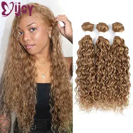 Synthetic Wigs Water Wave Brazilian Hair Bundles 1/3 Pcs Honey Blonde Human Hair Weave Bundles Remy Hair IJOY zln240222