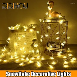 Strings 6M Snowflake Christmas LED Light Merry Decor For Home 2024 Navidadchristmas Tree Ornaments Xmas Gifts Year
