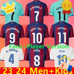 24 PEDRI 23 GAVI Soccer Jersey LEWANDOWSKI FC FERRAN Camiseta De Futbol AUBA Barca CANCELO 2023 2024 ANSU FATI Football JOAO FELIX Kits Men Kids 20 20