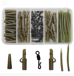 120pcs Karpfenfischerei Tackle Accessoires Karpfen -Rigs Tackle Safety Blei Clips Schnellgeschwenktes Kartellang Sleeve Kit3343874