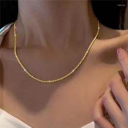 Pendant Necklaces VAGZEB 2024 Fashion Gold Color Sparkling Necklace For Women Clavicle Chain Choker Female Jewelry Gifts