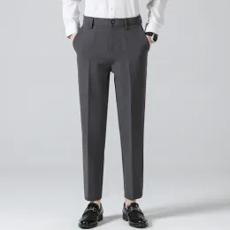 Calças novas calças de terno masculino casual em linha reta coreano clássico moda negócios 2023 estiramento fino escritório não ferro formal