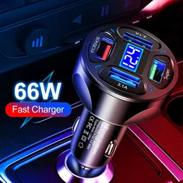 66W Type C Car Charger Fast Charging Charger Quick Charge 3.1A Car Phone Charger For Samsung S24 Xiaomi iPhone 15 14 GPS Tablets