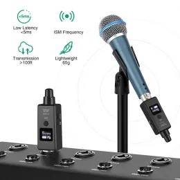 Tillbehör UHF XLR Microphone Wireless Sändarmottagare Byggd inladdningsbar batterifyllning Gitarr Audio Transmission System Hot
