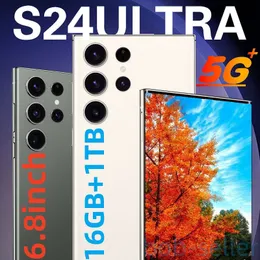 6,8 tum S24 Ultra Full Touch Screen 5G Mobiltelefon 16 1TB S23 Ultra Mobiltelefoner Original Facial Låst uppsmartade mobiltelefoner Kamera GPS Engelska Bob-Seller