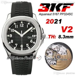2021 3KF V2 5167A A324SC Automatyczne męże zegarek stalowa obudowa d-szary tekst w edycja czarnego gumowego paska Puretime PTPP Swiss M2389