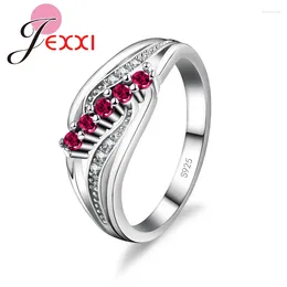 Cluster Rings Wholesale Girls Trendy Accessories For Wedding Shinning 925 Sterling Silver With Full CZ Crystal