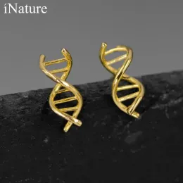 Örhängen inatur 925 Sterling Silver Fashion DNA Helix Molecule Studörhängen för kvinnliga smycken Scientist Biologi Chemistry Teacher Gift