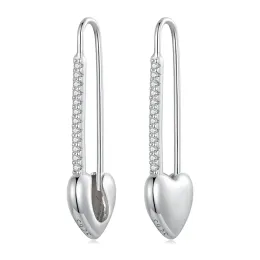 Küpe Wostu 925 Sterling Gümüş 3D Kalp Şekillendirme Düğmesi Pin Küpeler 20mm kulak tokaları Kadınlar İçin Güzel Takılar Düğün Partisi Tarih Hediyesi