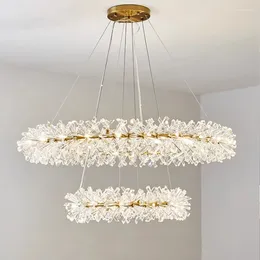 Żyrandole Crystal Nordic Luksusowe oświetlenie wisiorek nowoczesne okrągłe lampa żyrandola sufitowego do wiszącego sypialni do salonu