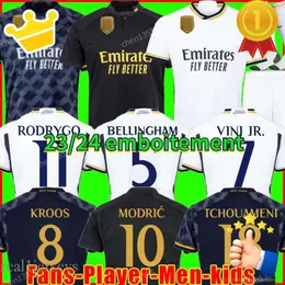 Real 23 24 Madrids Bellingham 축구 유니폼 Vini Jrs 레알 마드리드 Camavingas Tchouamenis Modrics Rodrygo 축구 셔츠 플레이어 버전 Camiseta 남자 아이들 2023 20