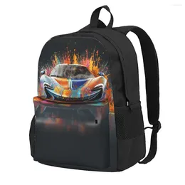 Backpack Powerful Sports Car Explosion Liquid Splash Boy Polyester Travel Backpacks Durable Cool School Bags Rucksack