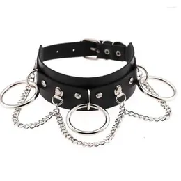 Women's T Shirts Sexy Harajuku Metal O-Round Punk Leather Choker Necklace Women Chains Statement Gothic Necklaces Club Party Anime Jewelry
