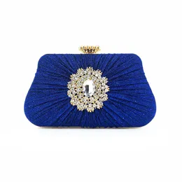 Hengmei Chaozhou Straight Fashion Dinner Bag Women's Pleated Craft Rhinestone Banquet Meeting Wedding Party Bag 240222 240222