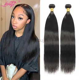 Synthetic Wigs Brazilian Hair Bundles Straight Human Hair Weave Bundles Remy Hair for Women Natural Color -30 Inches zln240222