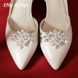 Clipes Efily Crystal Bridal Shoe Clips Acessórios para saltos de sandália de casamento Mulheres Rhinestone Shoe Buckle Bridal Broche Party Prom Gifts