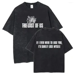 Herren-T-Shirts, T-Shirt, Punk-Straßenkleidung, Spiel The Last of Us, Buchstabenmuster, DTG-Druck, 250 g Baumwolle, Unisex, Retro, kurz S