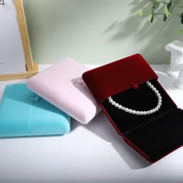 Necklaces Double Button Veet Necklace Box Jewelry Box Highgrade Flannel Double Open Jewelry Box for Pearl Necklace Display