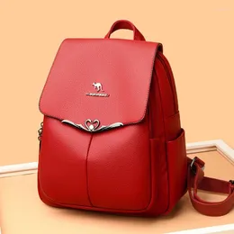 School Bags Fashion Ladies Backpack Luxury Designer Large Capacity Travel Bag Laptop Computer High Quality Leather Woman Schoolbag