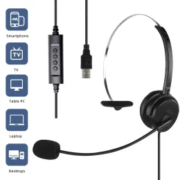 Hörlurar/headset Telefon Headset Call Center Operator USB Corded Offical Headphone With Micro for Computer Laptop PC Gaming Business Headset