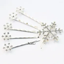 Grampos de cabelo nupcial casamento meninas princesa moda cristal jóias floco de neve hairpin clip