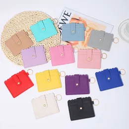 Ny ankomst Hög quanlity Enkelt läder Läder Casual Solid Color Card Holders Women Dragkedja Byt Purse Girls Mini Key Card Bag Gift