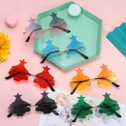 Solglasögon Rimless Christmas Tree Retro Oregelbundet parti Prom Glasögon Rave Eyewear för kvinnor