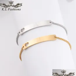 Kedja trendig kärlek hjärt rostfritt stål armband kan anpassas av dig själv guld sier charm armband tom bar för kvinnor juvel dhgarden dhqgl