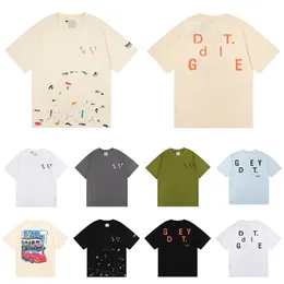 Tasarımcı Galerileri Erkek T Shirt Porsiyonları Kadın Tshirts Grafik Tee El boyaması Ins Sıçrama Mektubu Yuvarlak Boyun T-Shirts Giysileri ABD Boyutu S-XL