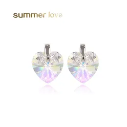 Dangle żyrandol moda 925 Sterling Sier Heart Crystal Cyrron Coldings for Women Girl Copper CZ Drop Earri dhgarden dhpmt