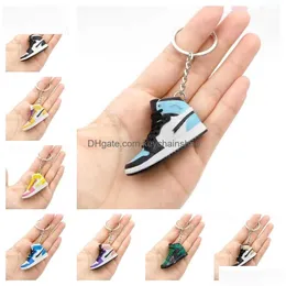 Keychains Lanyards Emation 3D Mini Basketball Shoes Three Nsional Model Keychain Sneakers Couple Souvenir Mobile Phone Key Pendant D Dha6H